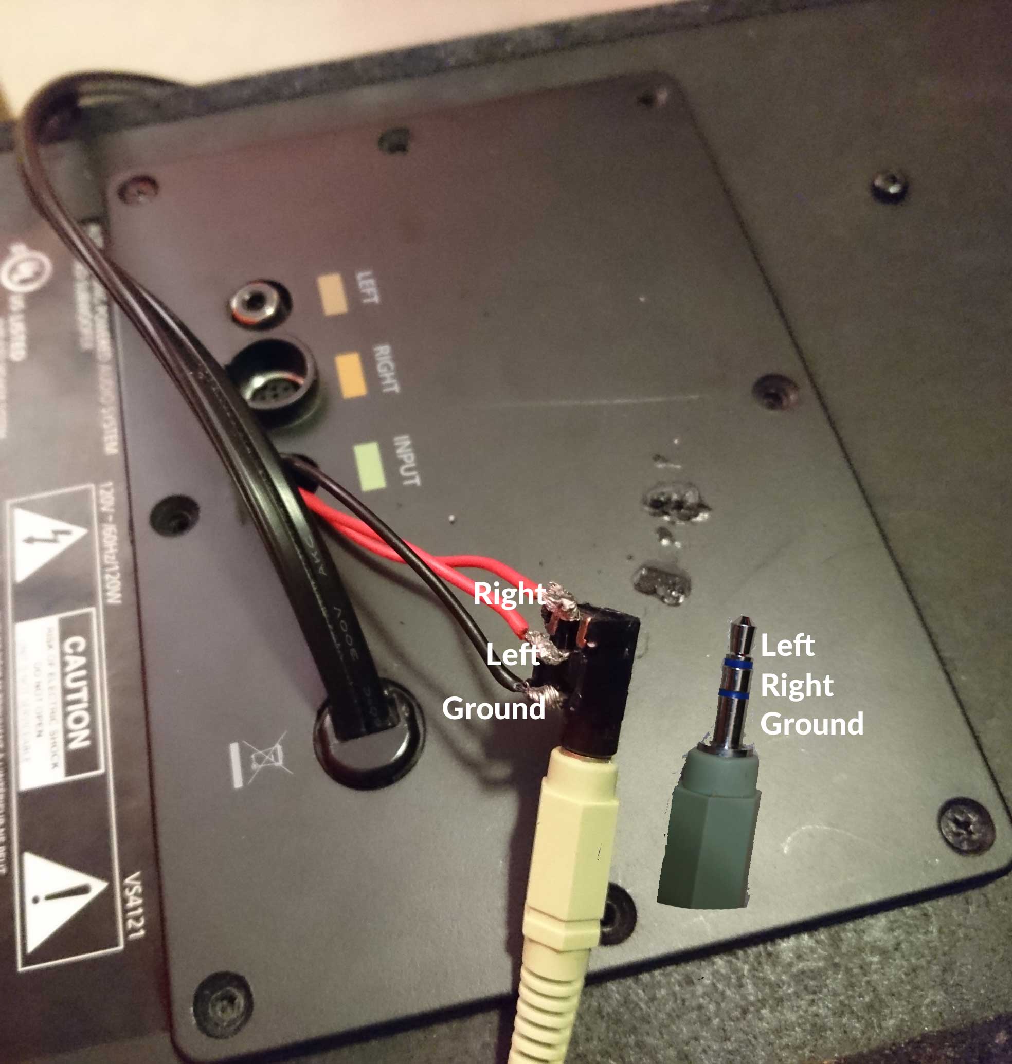 Input jack externally connected